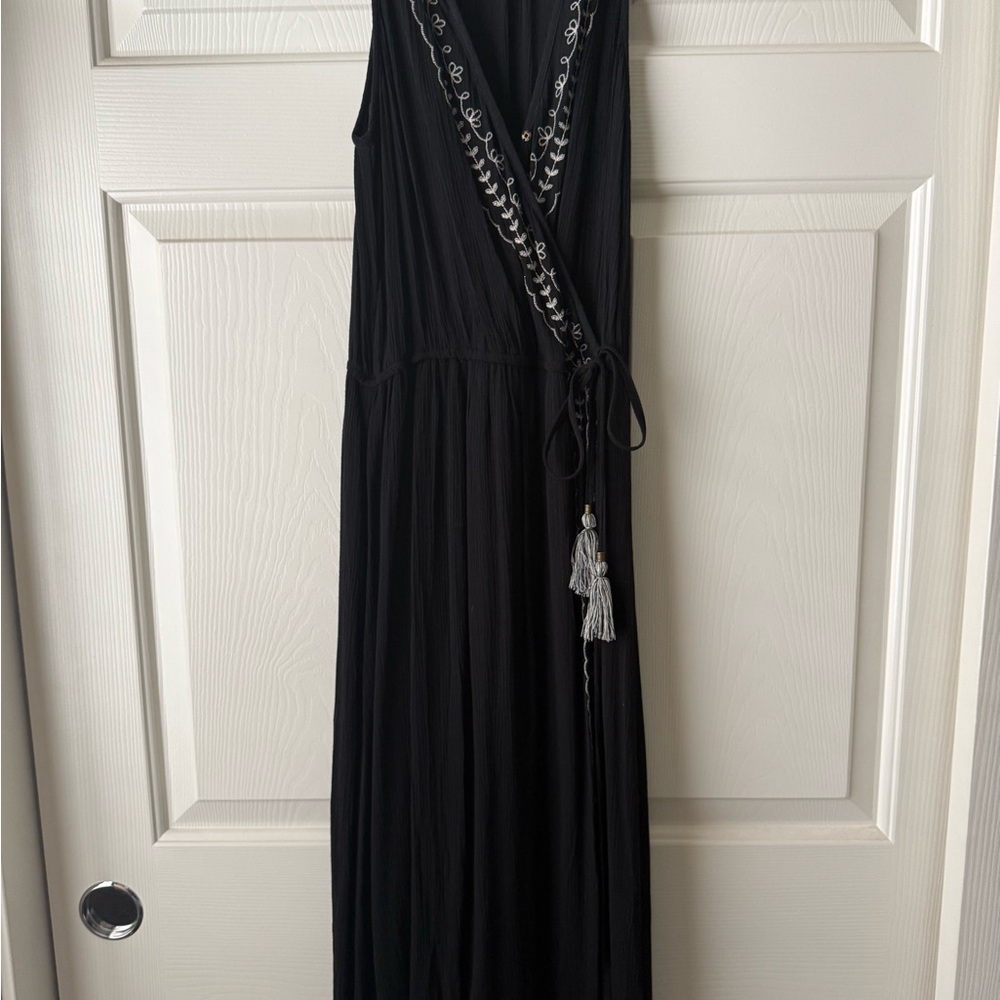 Knox Rose Black Maxi Dress with Silver Embroidery